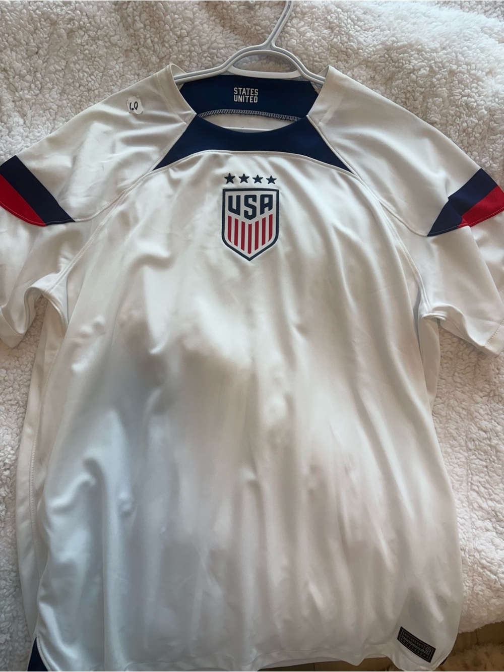 USA Crest Soccer Jersey - White with Navy & Red Accents
